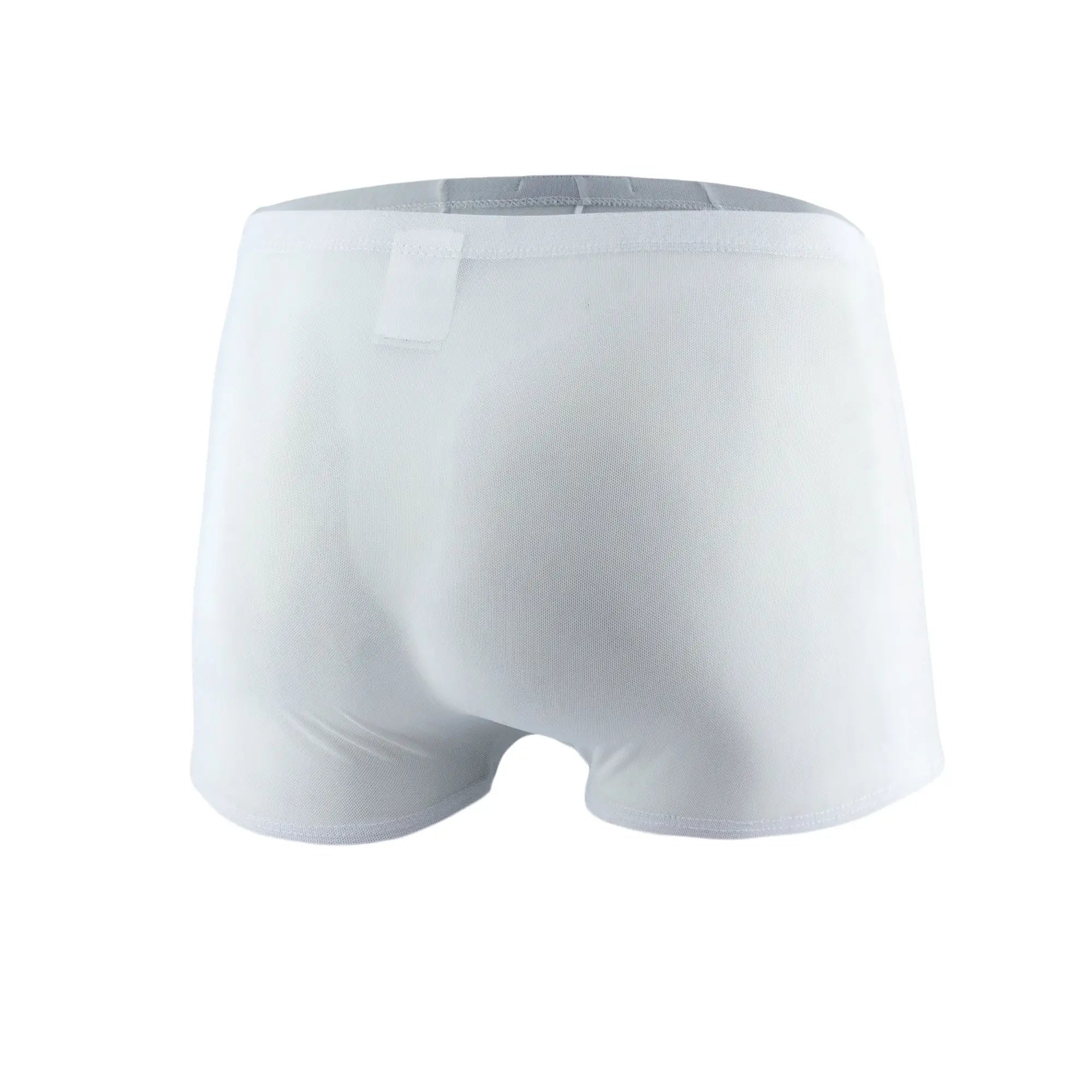 White briefs js08 joe snyder boxer mesh with textured fabric and gray elastic waistband front view