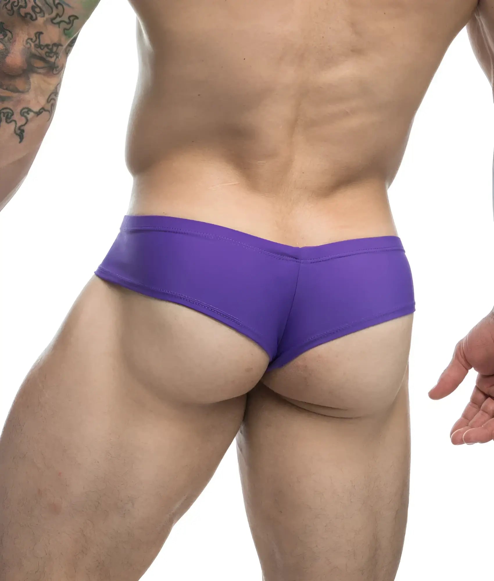 Purple justin + simon cheek athletic briefs with smooth form-fitting fabric designed for active wear