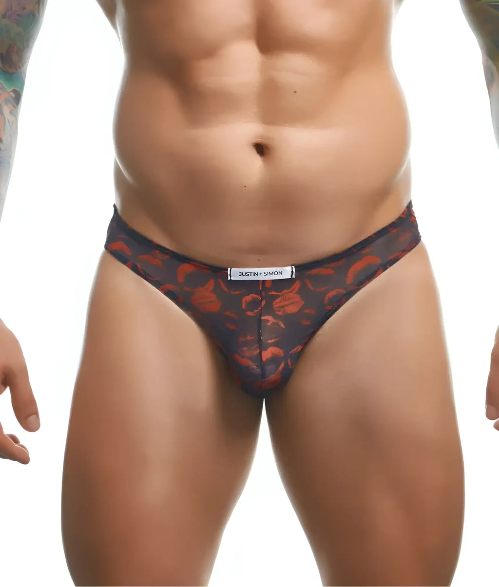Black and red floral patterned men’s briefs by justin simon classic mens bikini fun prints with soft fabric