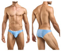 Light blue justin simon xsj01 classic bikini briefs with subtle brand tag on waistband for comfortable wear