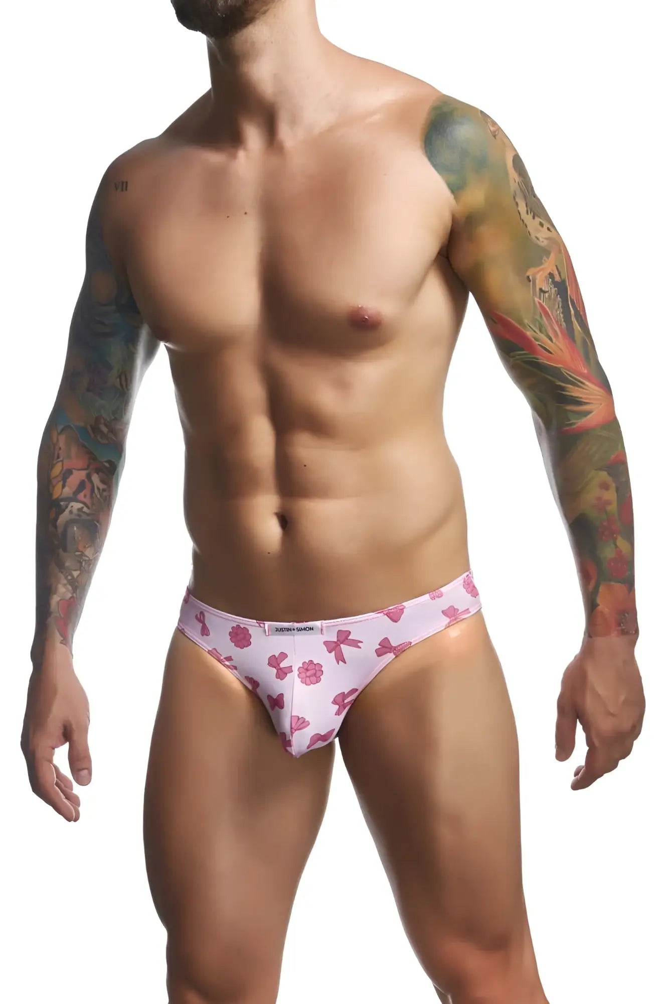 Justin simon xsj01 classic bikini briefs in pink with bow and flower patterns for stylish everyday wear