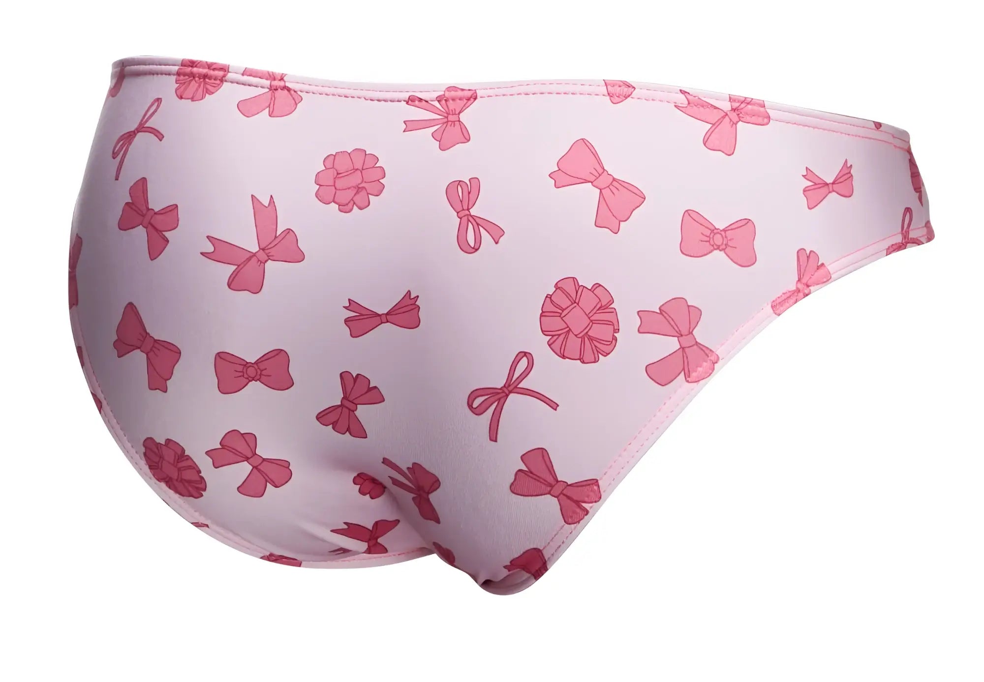 Classic bikini bottom justin simon xsj01 in pink with playful bows on light lavender for stylish swimwear look