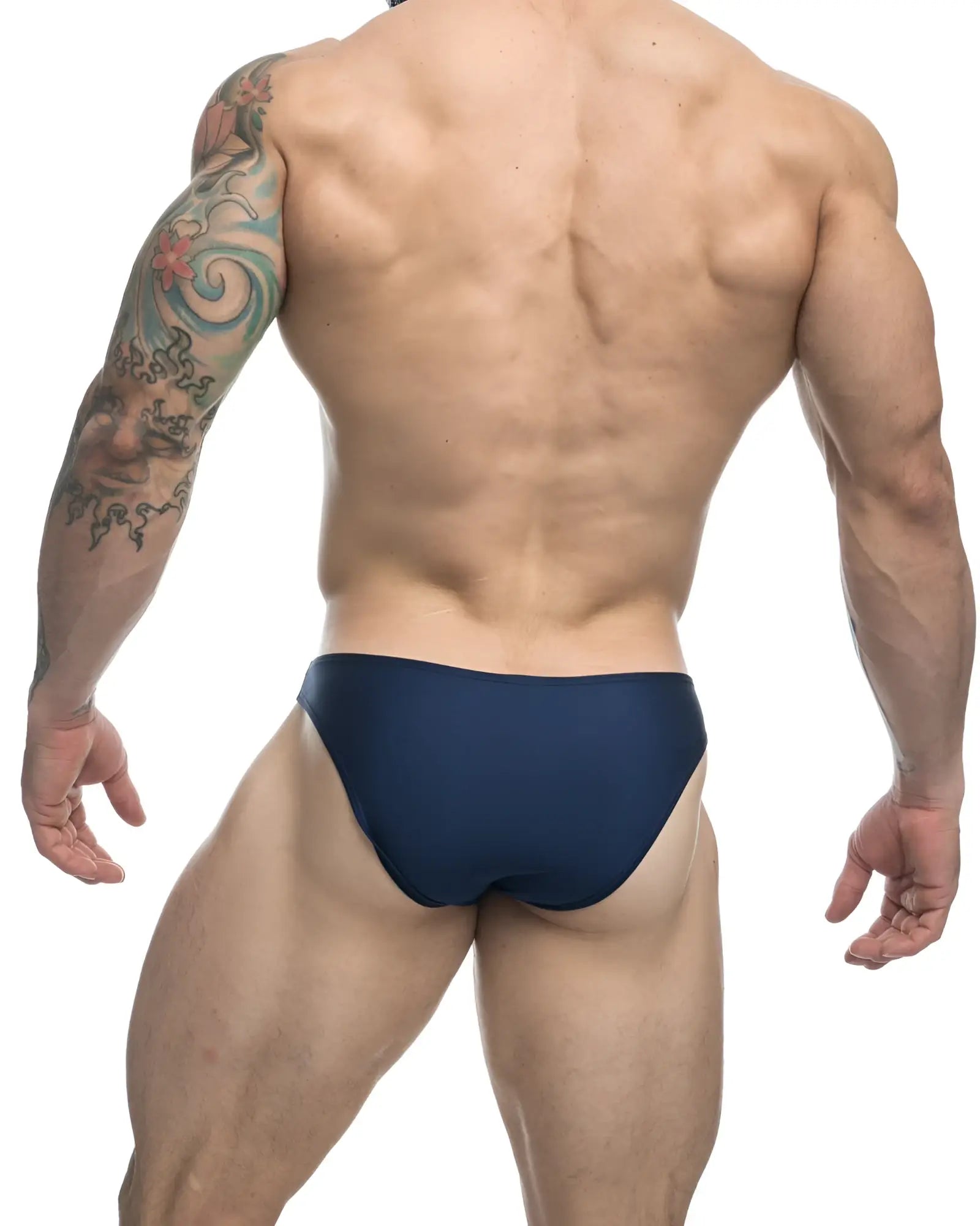 Justin simon xsj01 classic bikini briefs in navy blue featuring a comfortable fit and soft fabric front view
