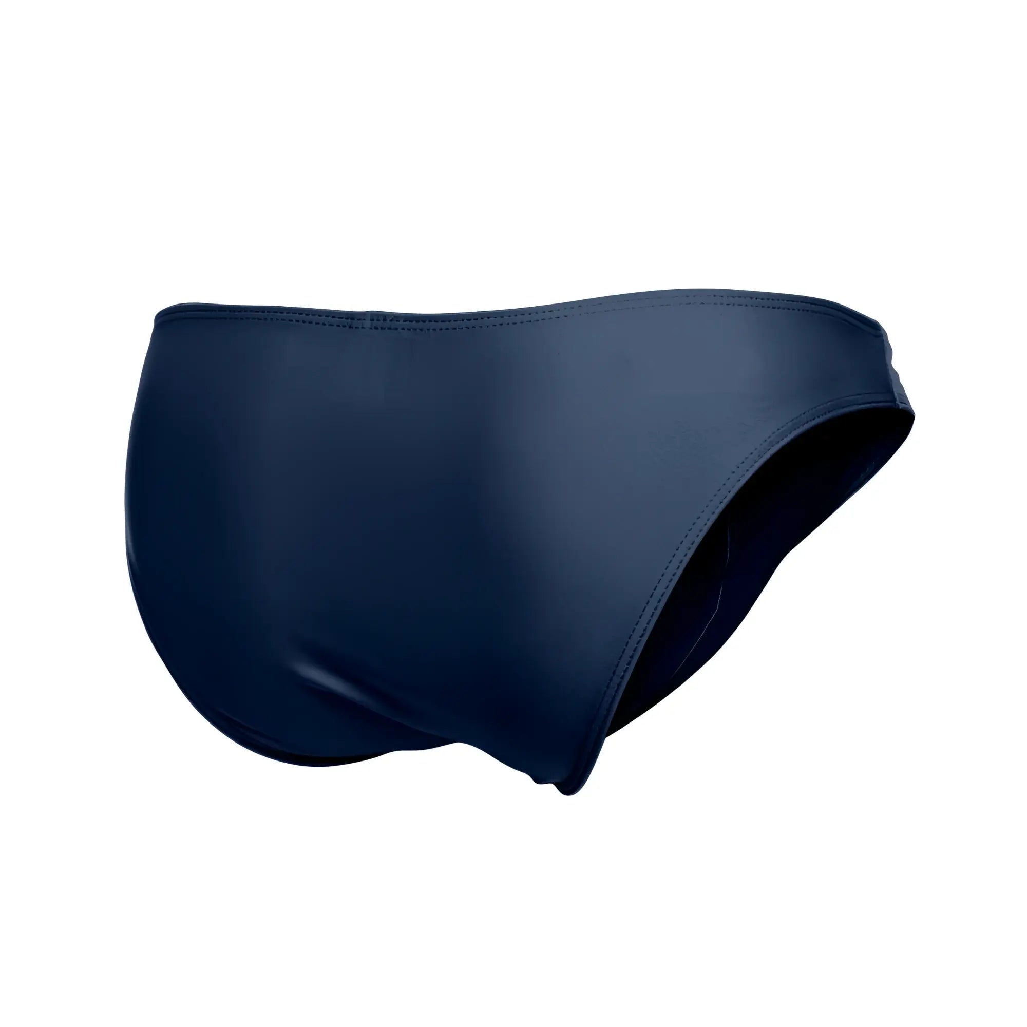 Navy blue justin simon xsj01 classic bikini swim trunks with smooth seamless fabric and minimalist design