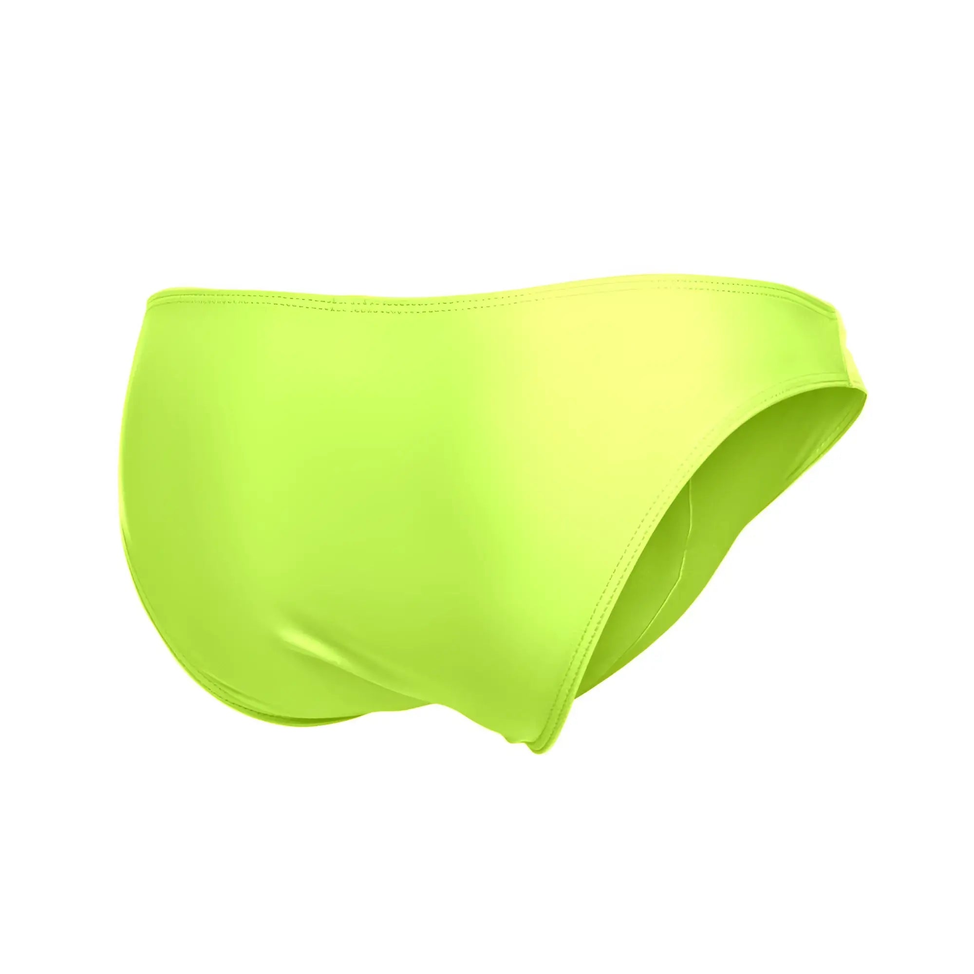 Neon green high-waisted swim trunks justin simon xsj01 with smooth stretchy fabric finish for classic bikini style