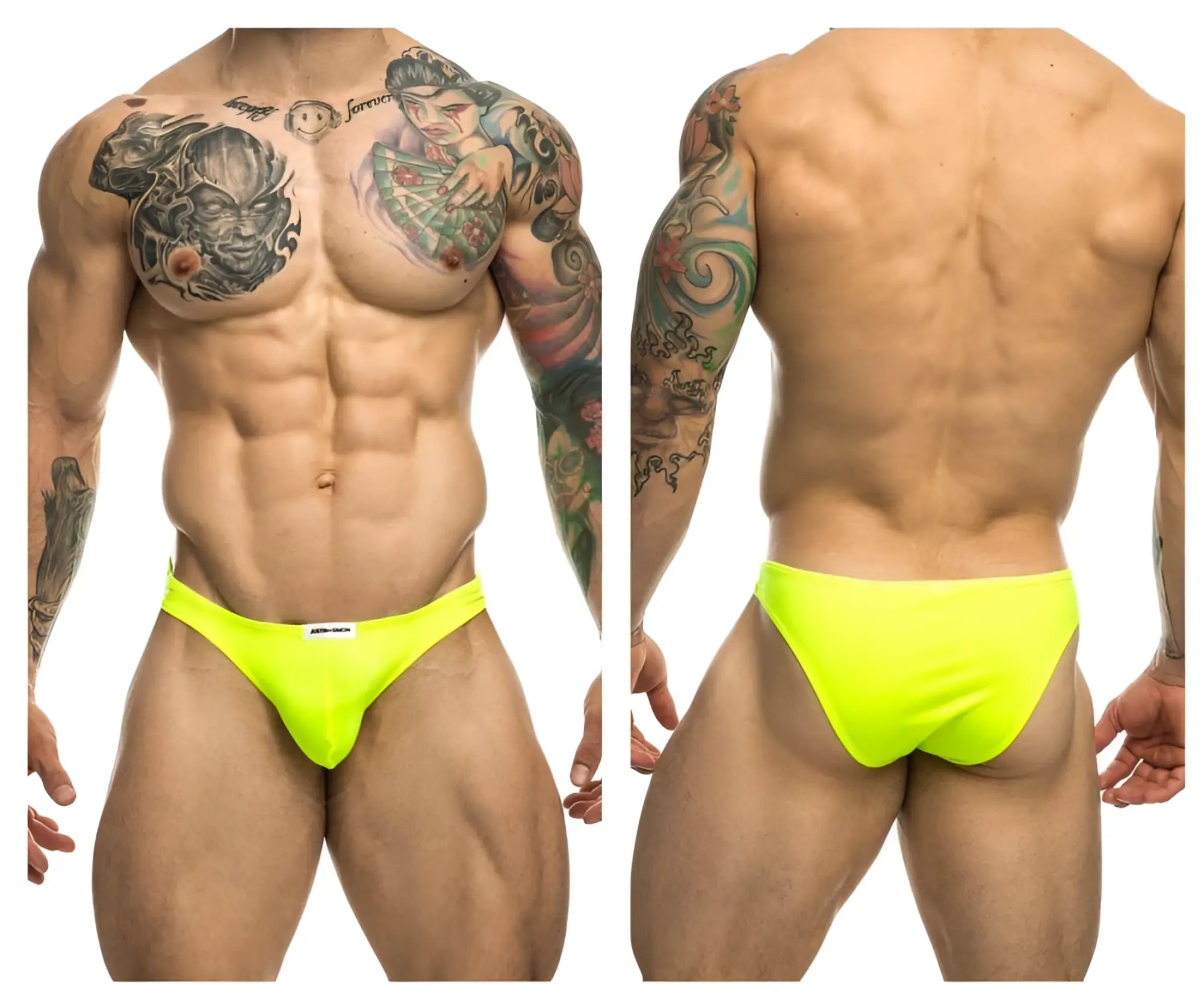 Neon yellow athletic briefs justin simon xsj01 classic bikini in neon green for activewear use