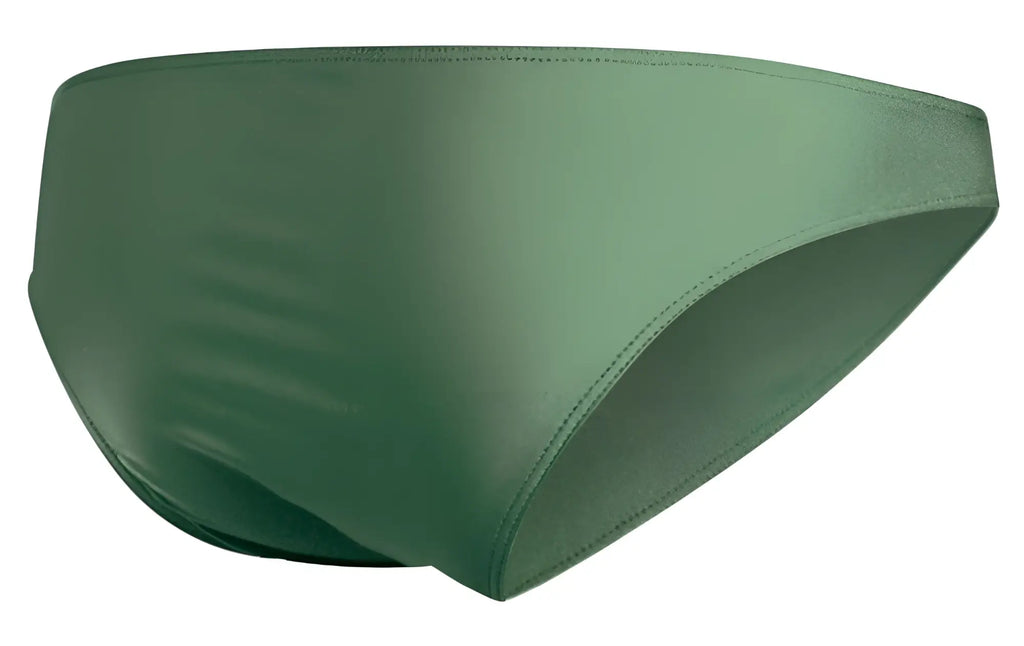 Justin simon xsj01 classic bikini swim trunks in new green with smooth satin finish and subtle edge stitching
