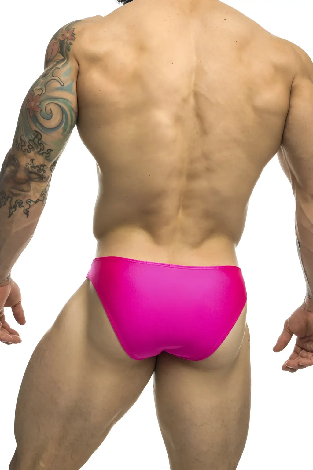Bright pink shiny fabric swim trunks justin simon xsj01 classic bikini ideal for swimming or beachwear