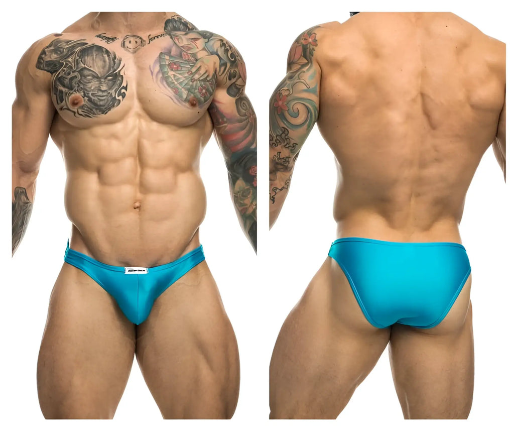 Justin simon xsj01 classic bikini bright turquoise athletic briefs with sleek form-fitting design for active wear