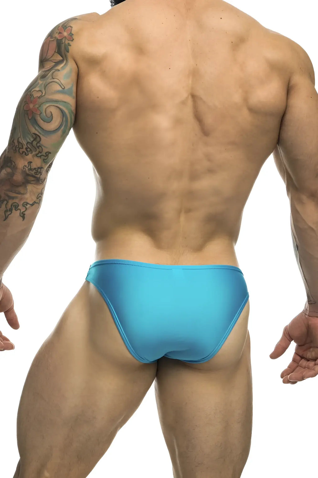 Bright blue sleek one-piece swim trunks justin simon xsj01 classic bikini color turquoise for swimming