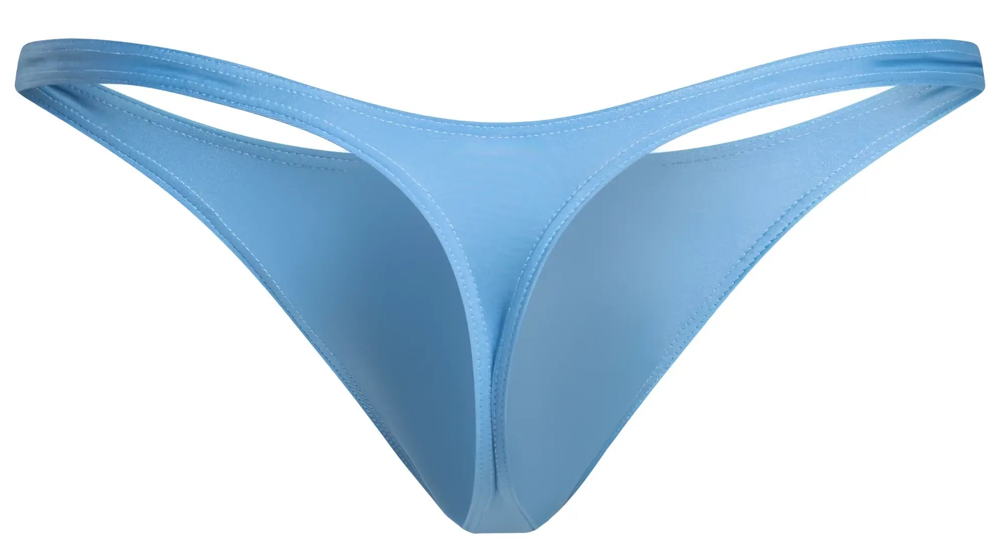 Light blue seamless thong made of smooth fabric with minimalist design from justin simon xsj03 classic thongs