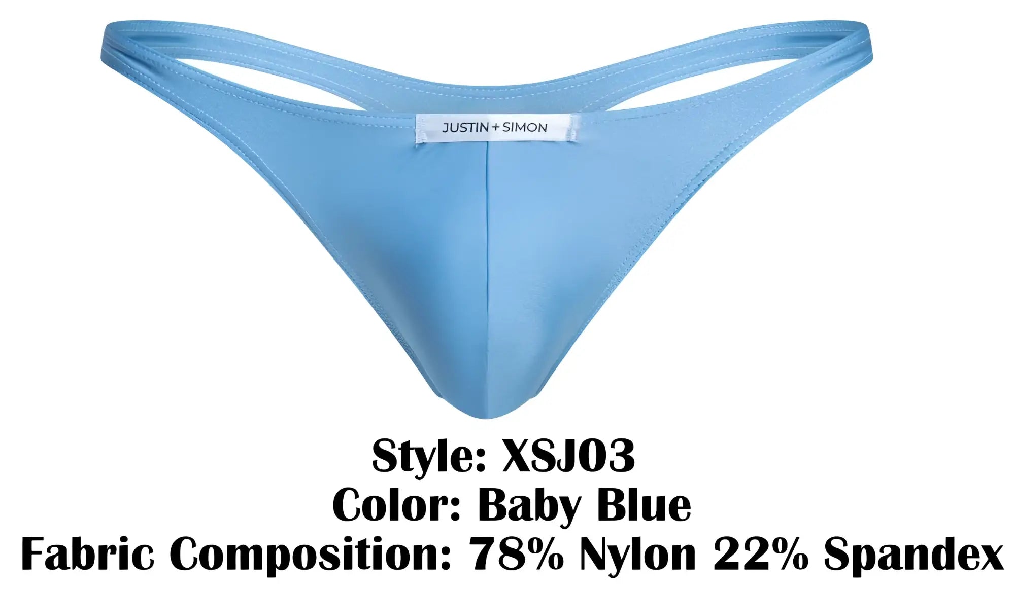 Baby blue classic thong by justin simon style xsj03 featuring soft breathable fabric and a minimalist design