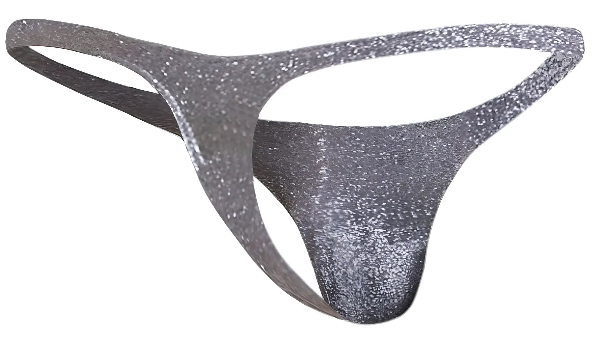 Justin+Simon xsj03 classic thong in silver glitter lurex gray with sleek form-fitting design front view