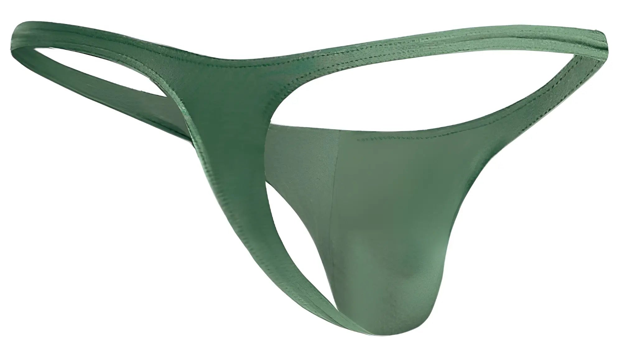 A sleek green justin simon xsj03 classic thong made of smooth stretchy fabric with minimalist design and subtle stitching