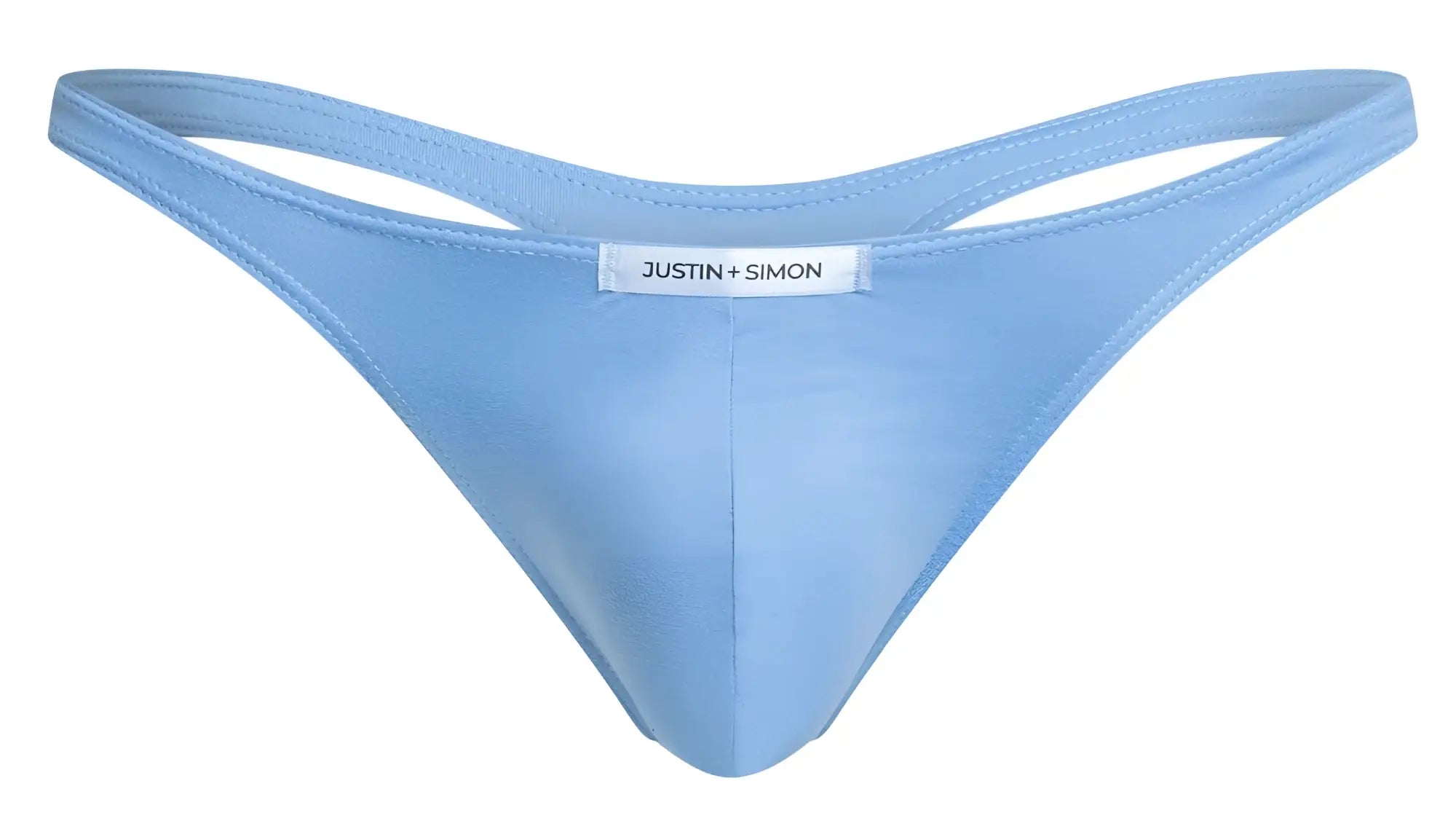 Light blue justin plus simon thong with smooth stretchy fabric and minimalist design from the classic thongs collection