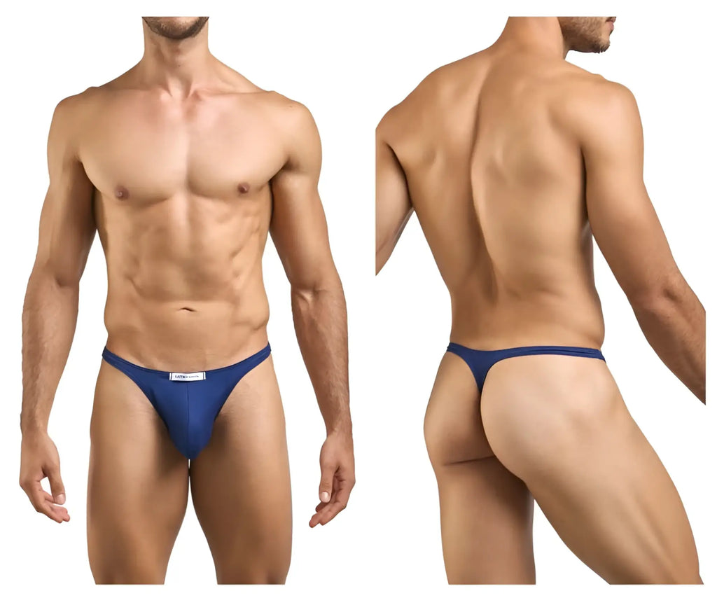 Blue thong from justin simon xsj03 classic thongs with a small white label at the front in peach navy color