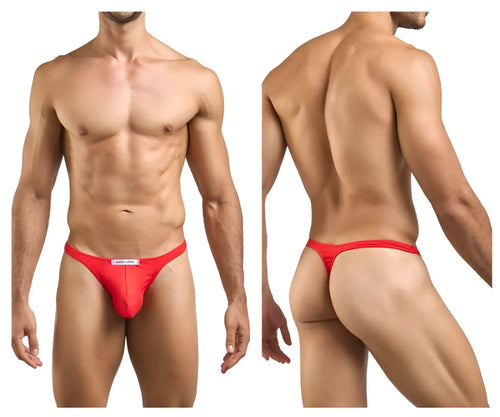Justin simon XSJ03 classic red thong with a white label at the front in peach red color for everyday wear