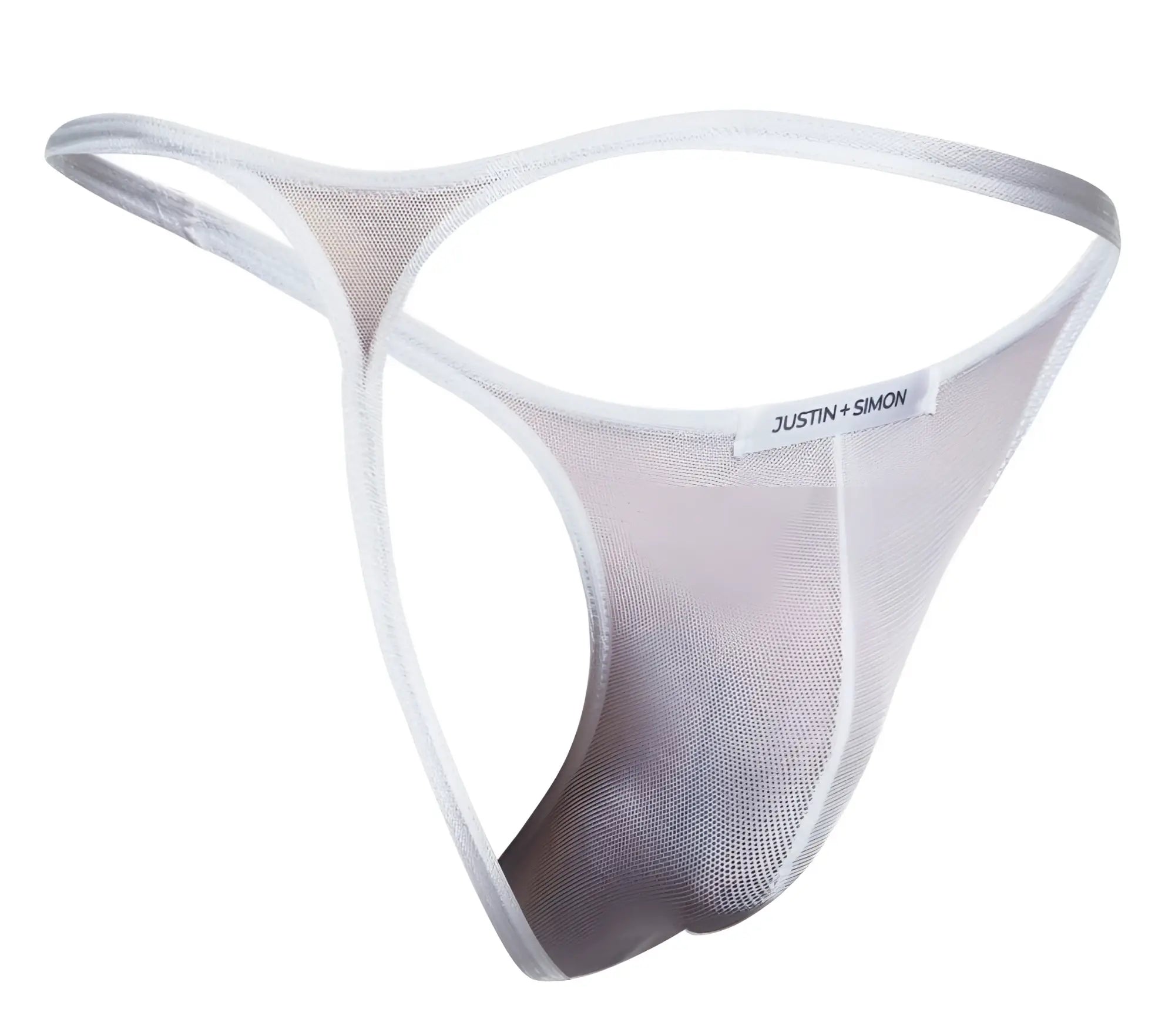 White mesh thong by justin + simon featuring classic design and breathable fabric in color white mesh