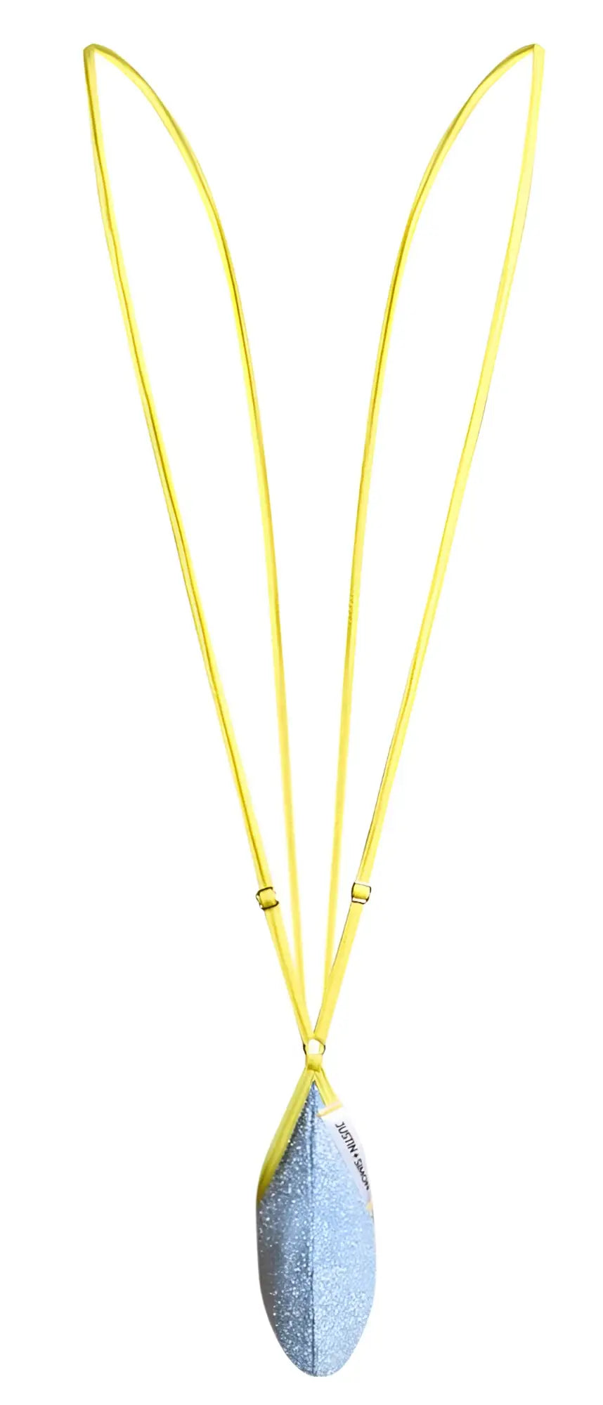 Justin plus simon xsj04 sling color lurex blue vibrant yellow cord necklace with light blue glittery feather pendant