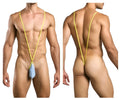 Yellow stringed men’s swimwear with a blue textured lurex pouch in justin simon xsj04 sling color lurex blue