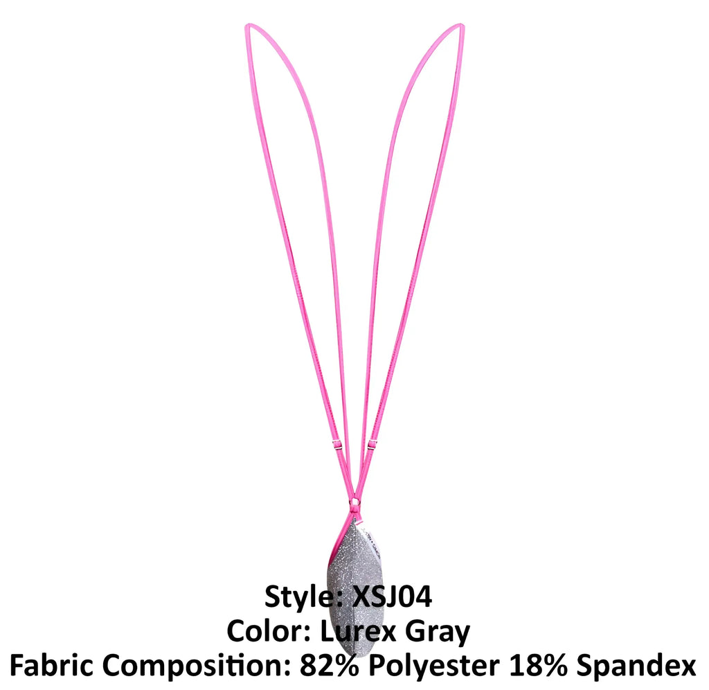 Justin simon xsj04 sling lurex gray gray sling with a pink lanyard and silver glittery teardrop pendant