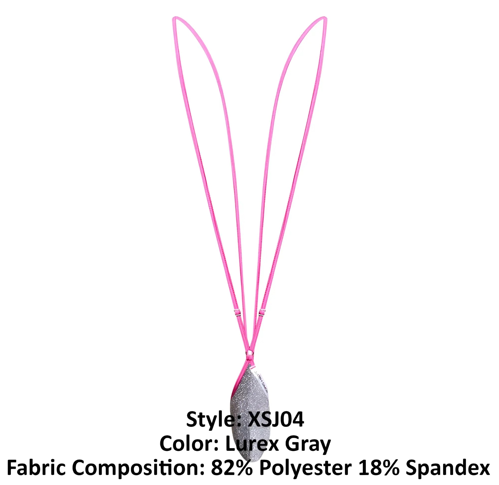 Justin simon xsj04 sling lurex gray gray sling with a pink lanyard and silver glittery teardrop pendant