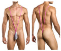 Justin+Simon xsj04 sling with a pink nylon strap and silver metallic pouch in lurex gray color