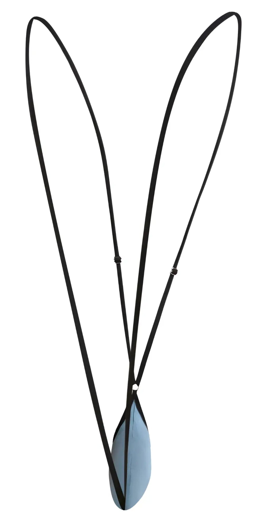 Black cord necklace with light blue teardrop pendant featured in justin simon xsj04 sling color metal green product