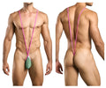 Pink stringed men’s briefs with a green pouch front by justin simon xsj04 sling color new green