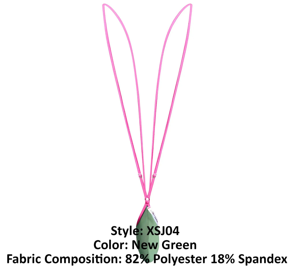 A vibrant pink justin simon xsj04 sling with three parallel straps and a central green tag in modern design