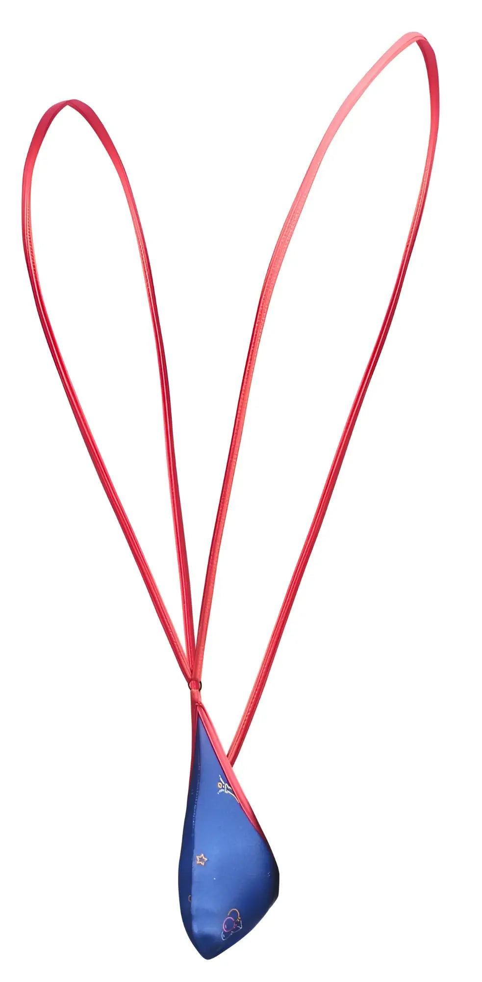 Justin simon xsj04 sling color party vibrant blue teardrop pendant with gold heart and star embroidery on red cord