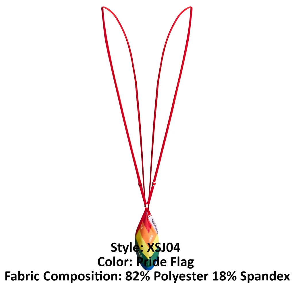 Justin simon xsj04 sling color pride flag lanyard with rainbow colors and tapered pendant made of polyester and spandex