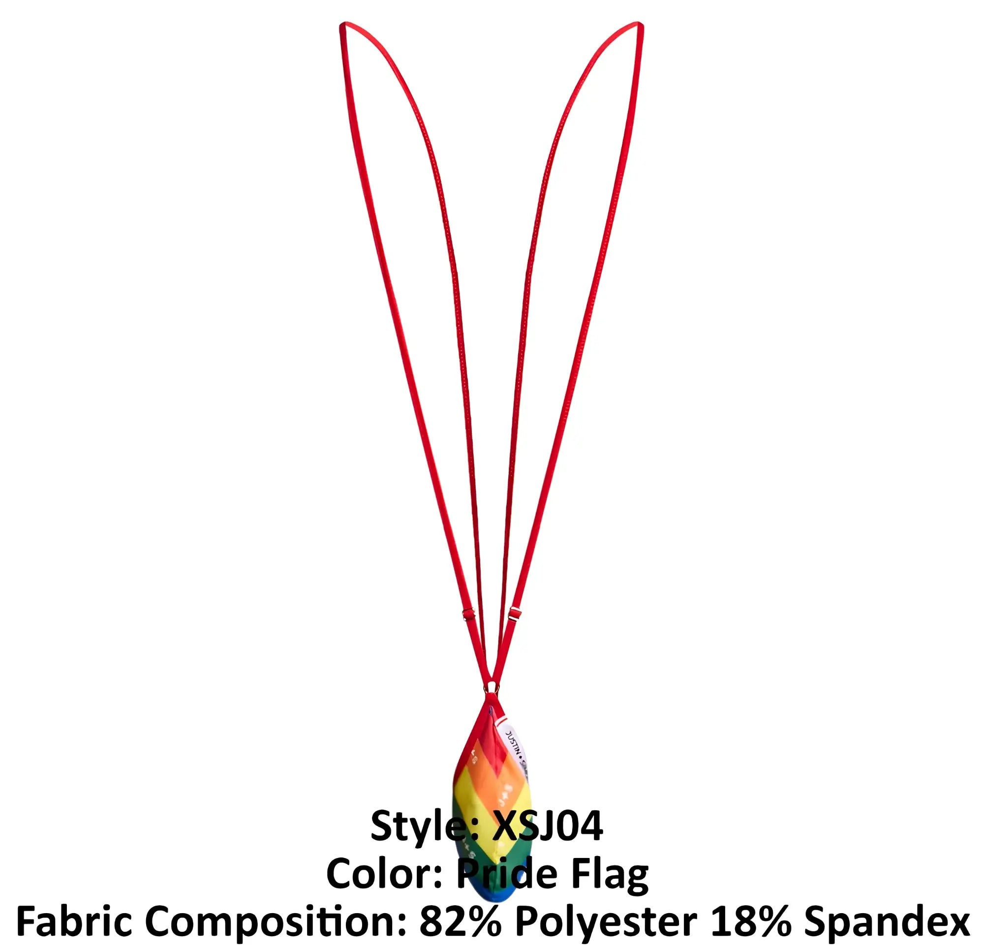 Justin simon xsj04 sling color pride flag lanyard with rainbow colors and tapered pendant made of polyester and spandex