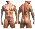 Red stringed men’s thong with a navy blue paisley fabric pouch from JUSTIN+SIMON XSJ04 sling color psycodelic collection