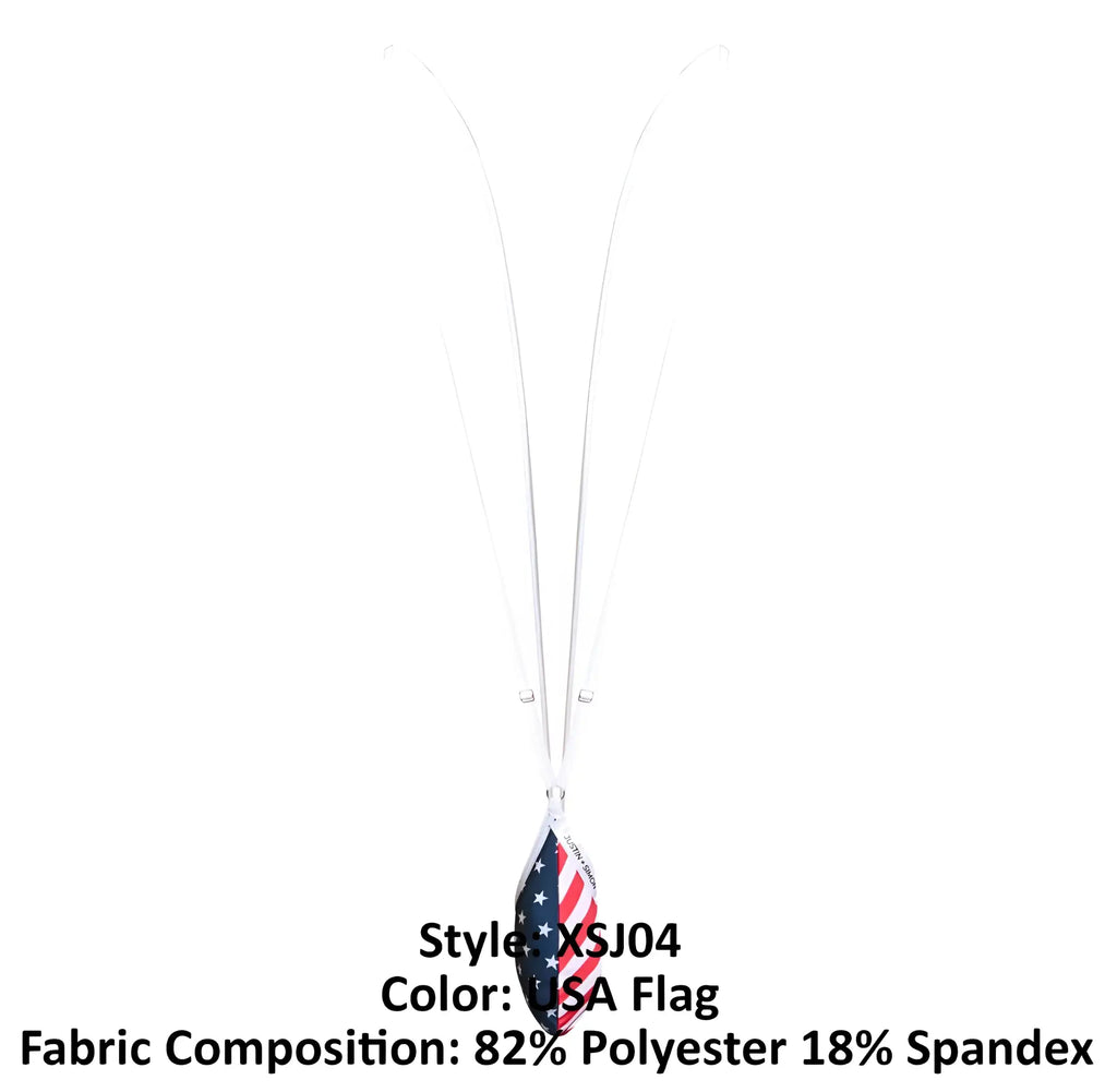 Justin simon xsj04 white lanyard with teardrop usa flag pendant made of 82 polyester and 18 spandex