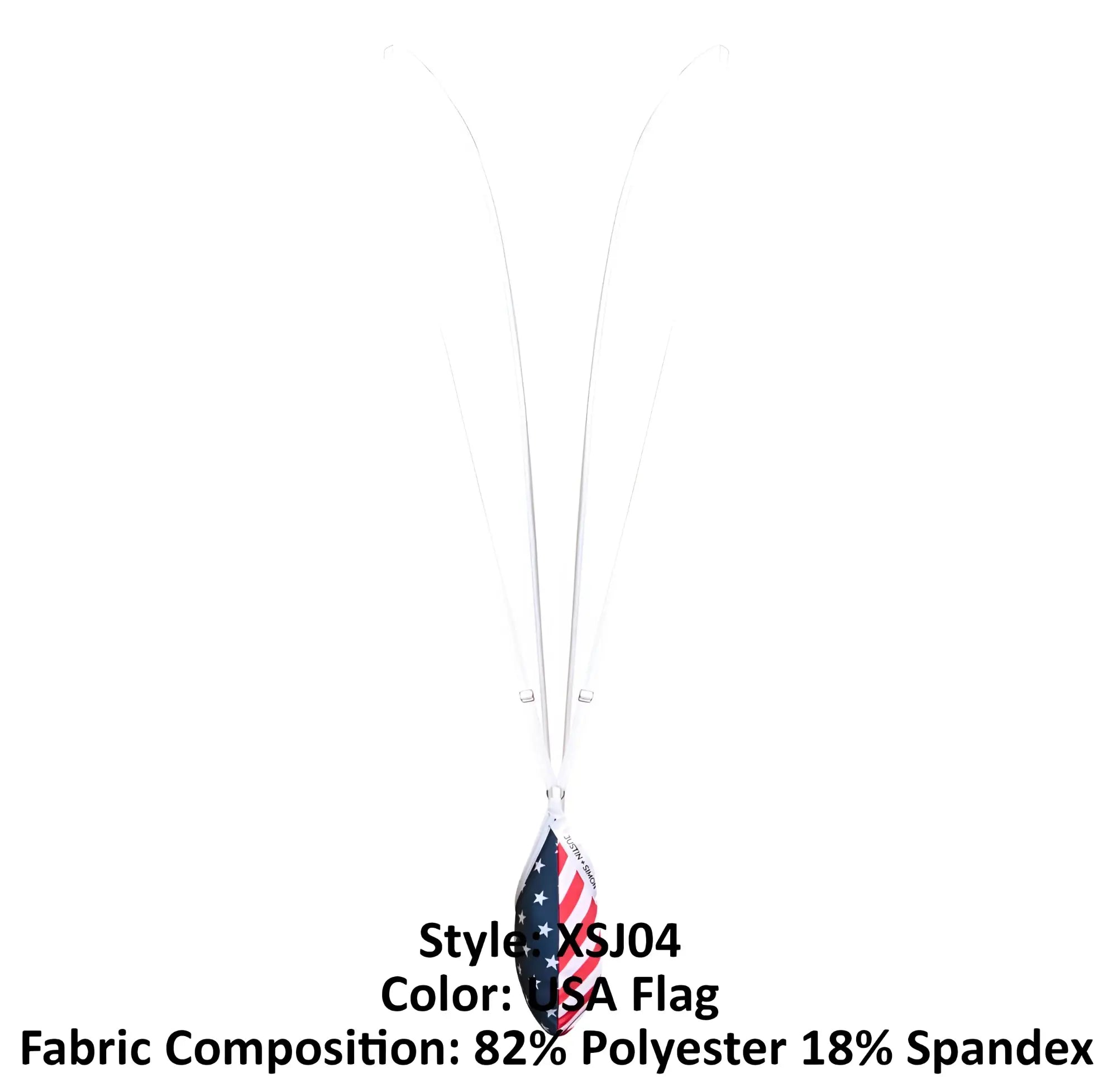 Justin simon xsj04 white lanyard with teardrop usa flag pendant made of 82 polyester and 18 spandex