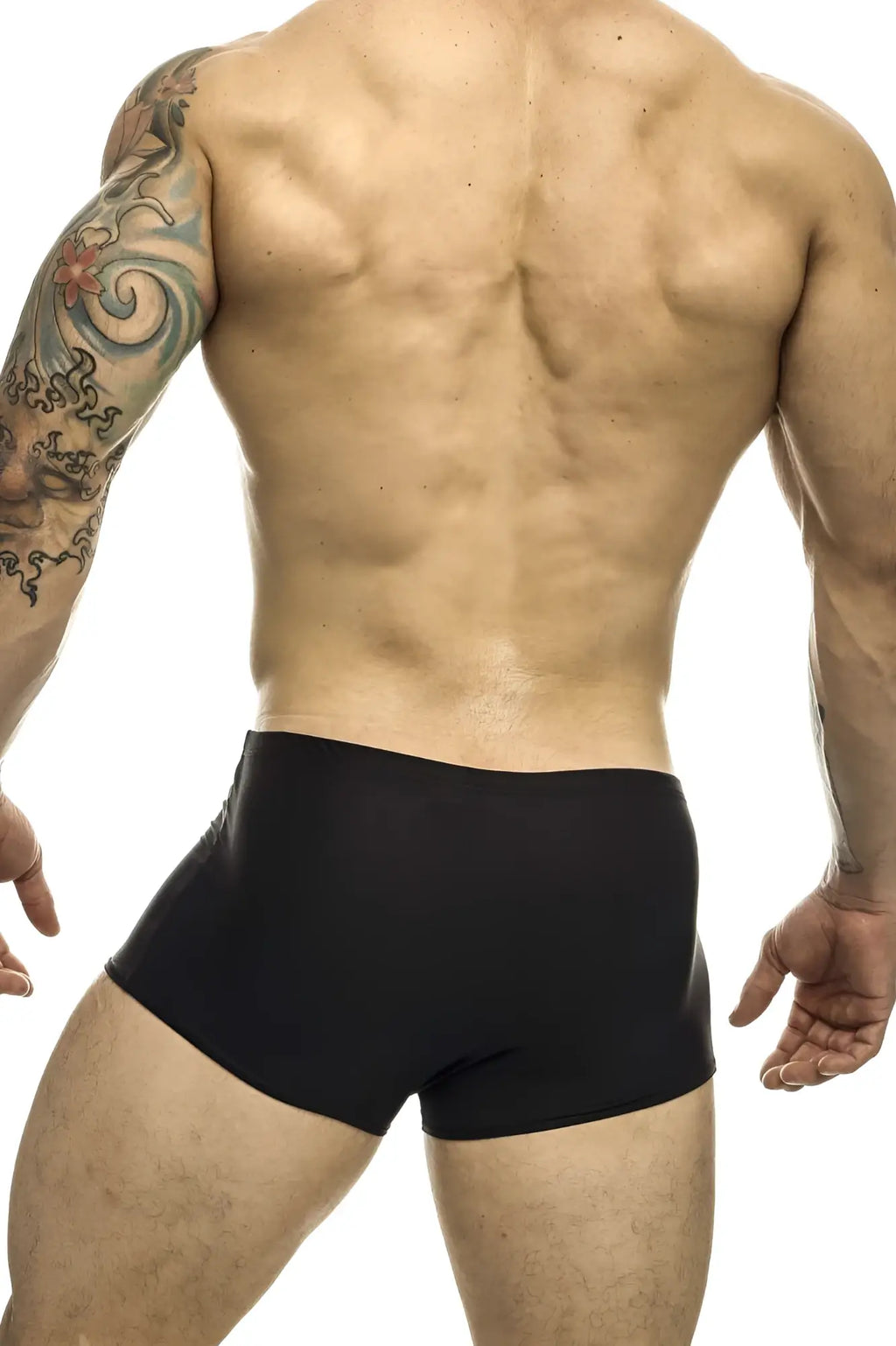 Black justin simon xsj08 classic trunks with smooth form-fitting design ideal for athletic use