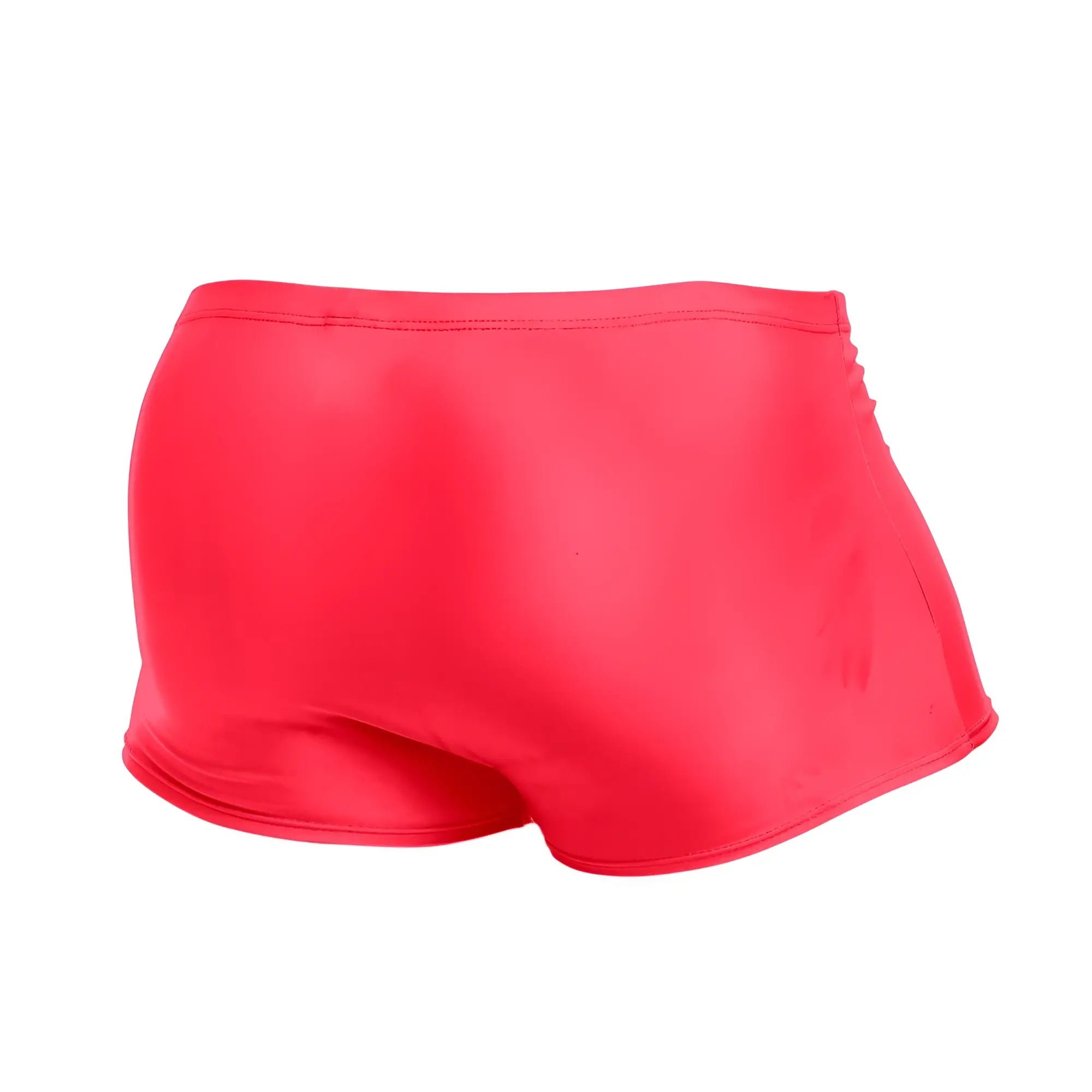 Justin simon xsj08 classic trunks in bright red shiny fabric with smooth form fitting design coral color