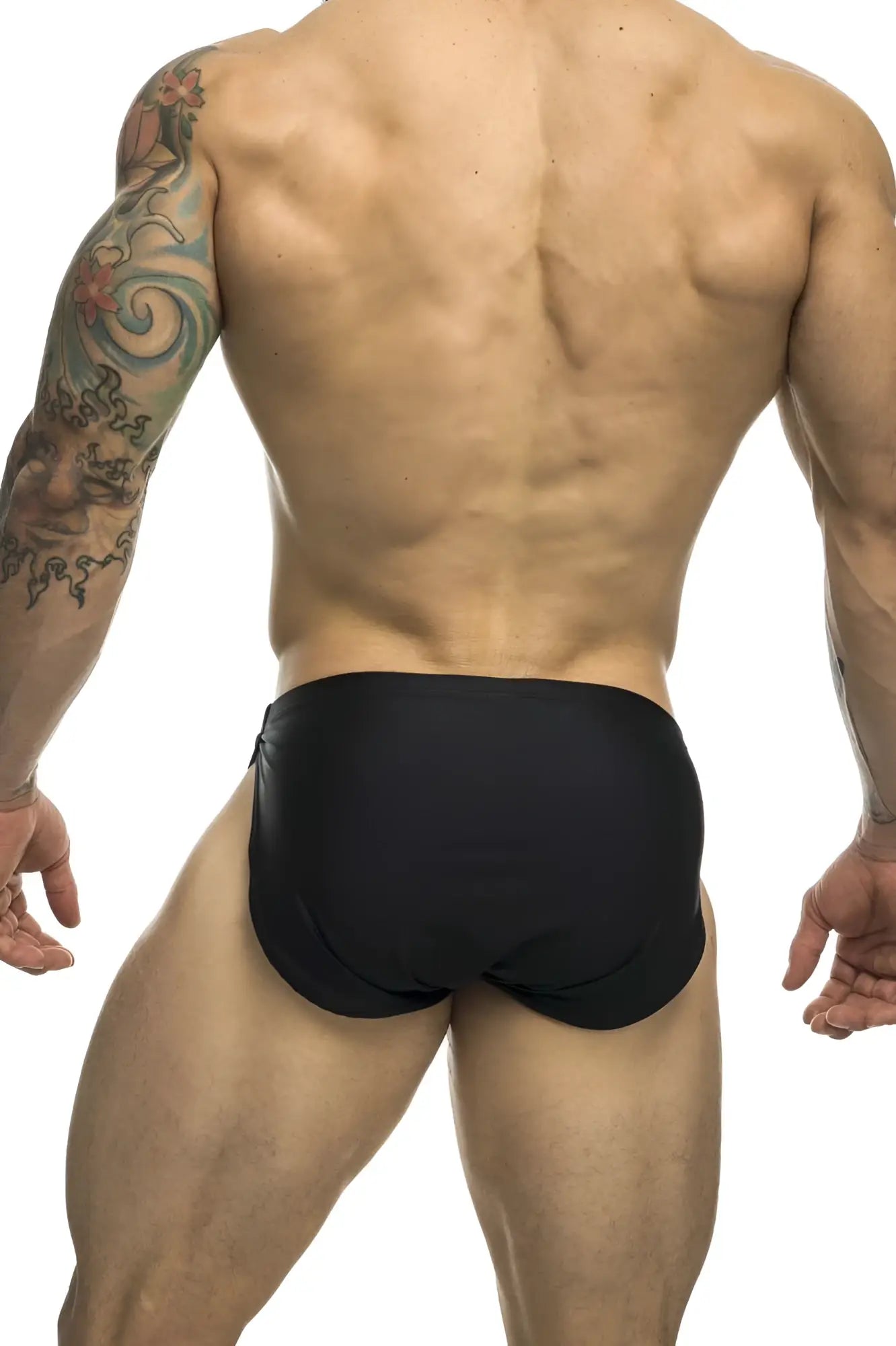 Black form-fitting swim trunks justin simon xsj09 running shorts designed for active use in lightweight fabric