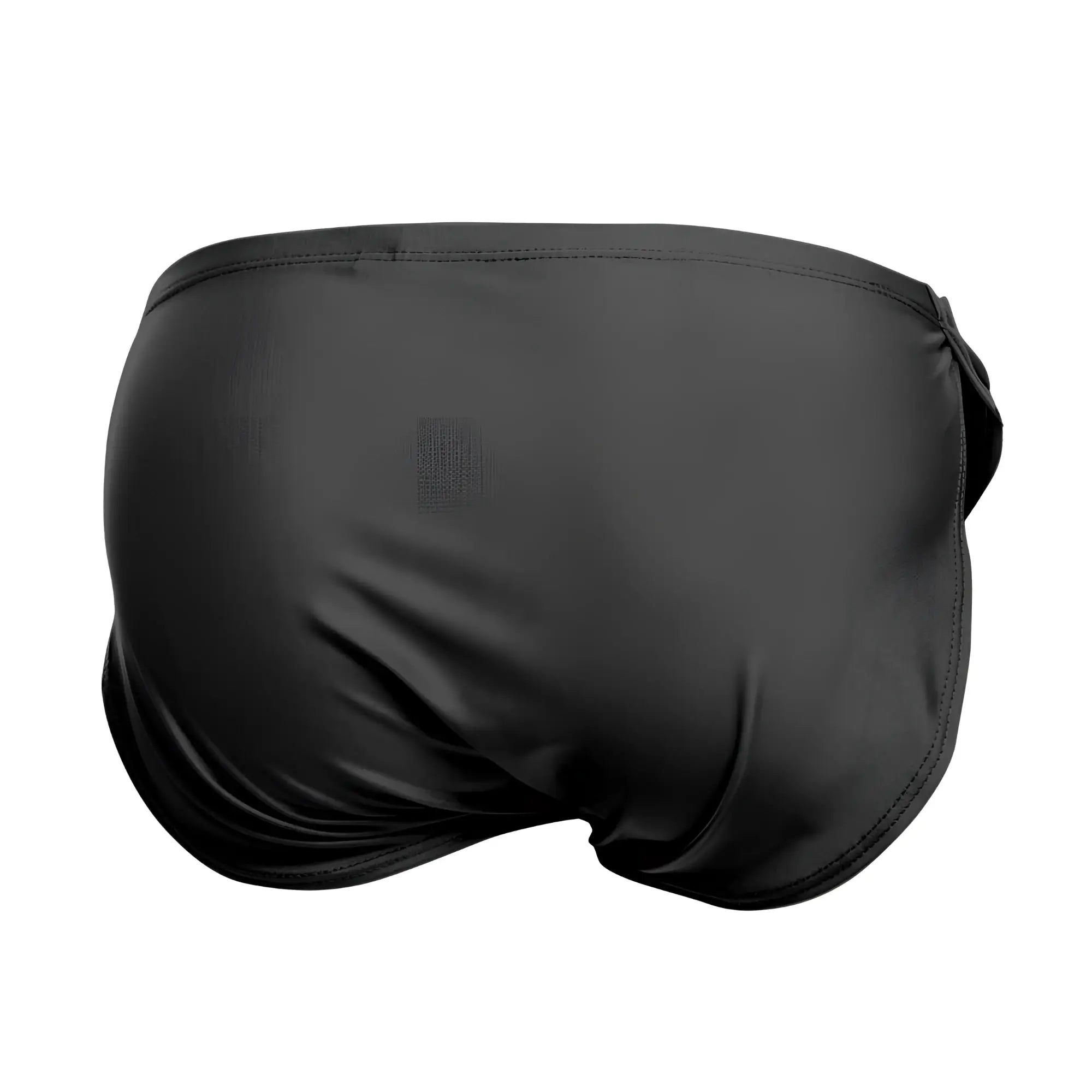 Justin+Simon XSJ09 black running shorts with smooth satin finish and side-tie closure for active wear