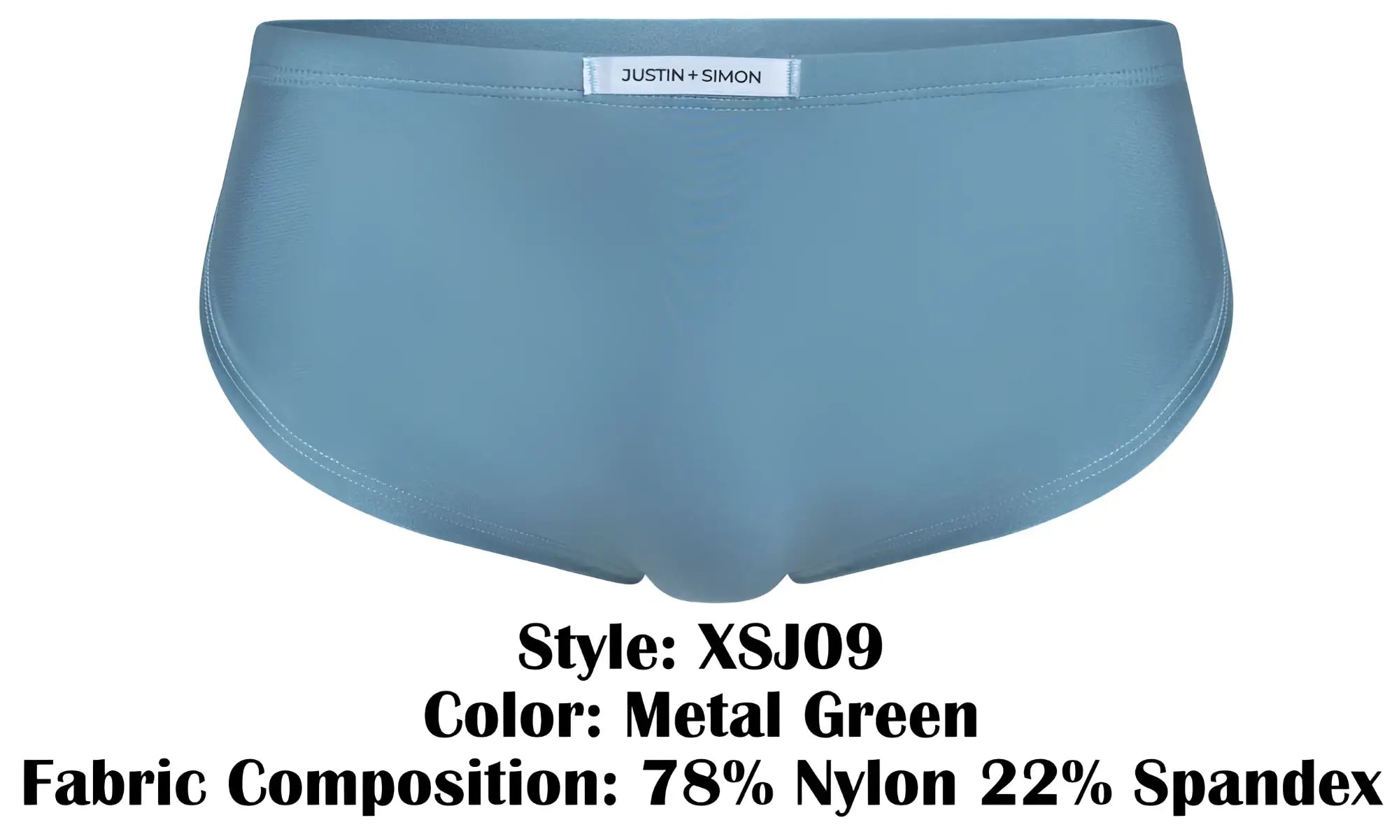 Metal green running briefs by justin + simon style xsj09 designed for active wear with breathable fabric