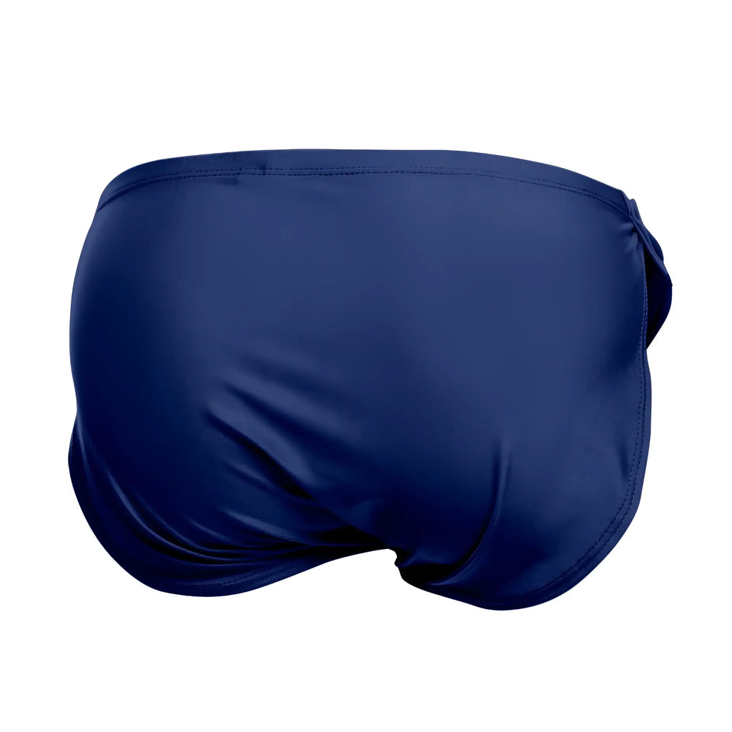 Navy blue justin simon xsj09 running shorts with smooth stretchy fabric and side tie closure in royal blue