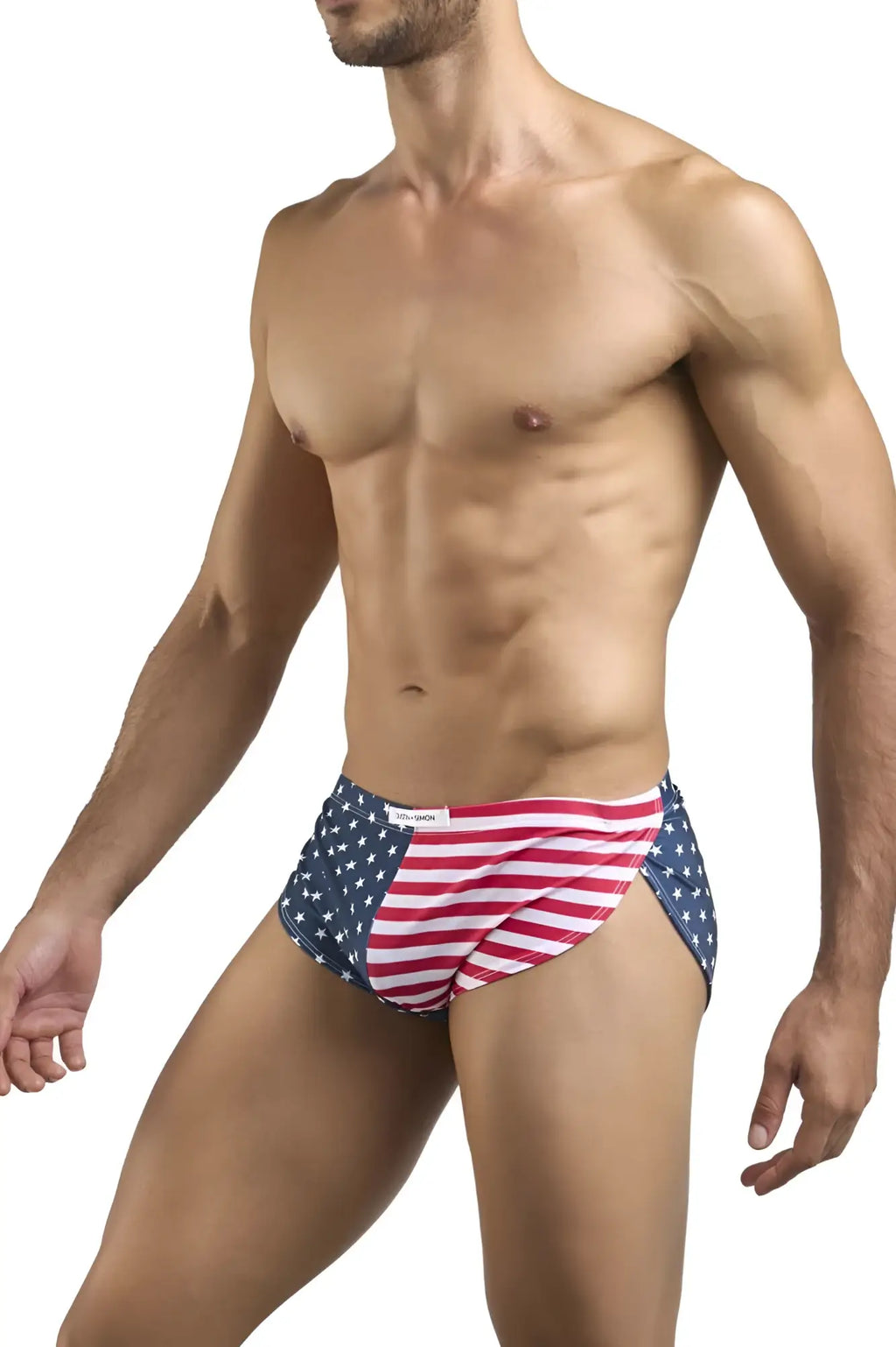 Men’s briefs with american flag pattern by Justin Simon XSJ09 in usa flag color suitable for running shorts use