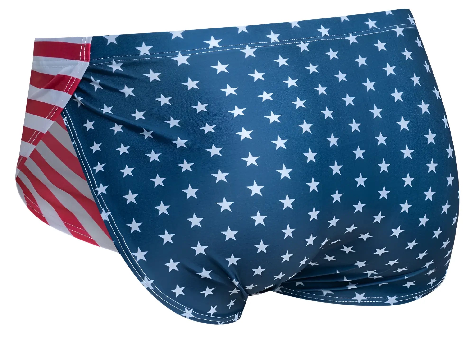 Justin simon xsj09 running shorts in usa flag colors featuring blue swim trunks with white stars and red white striped side panel