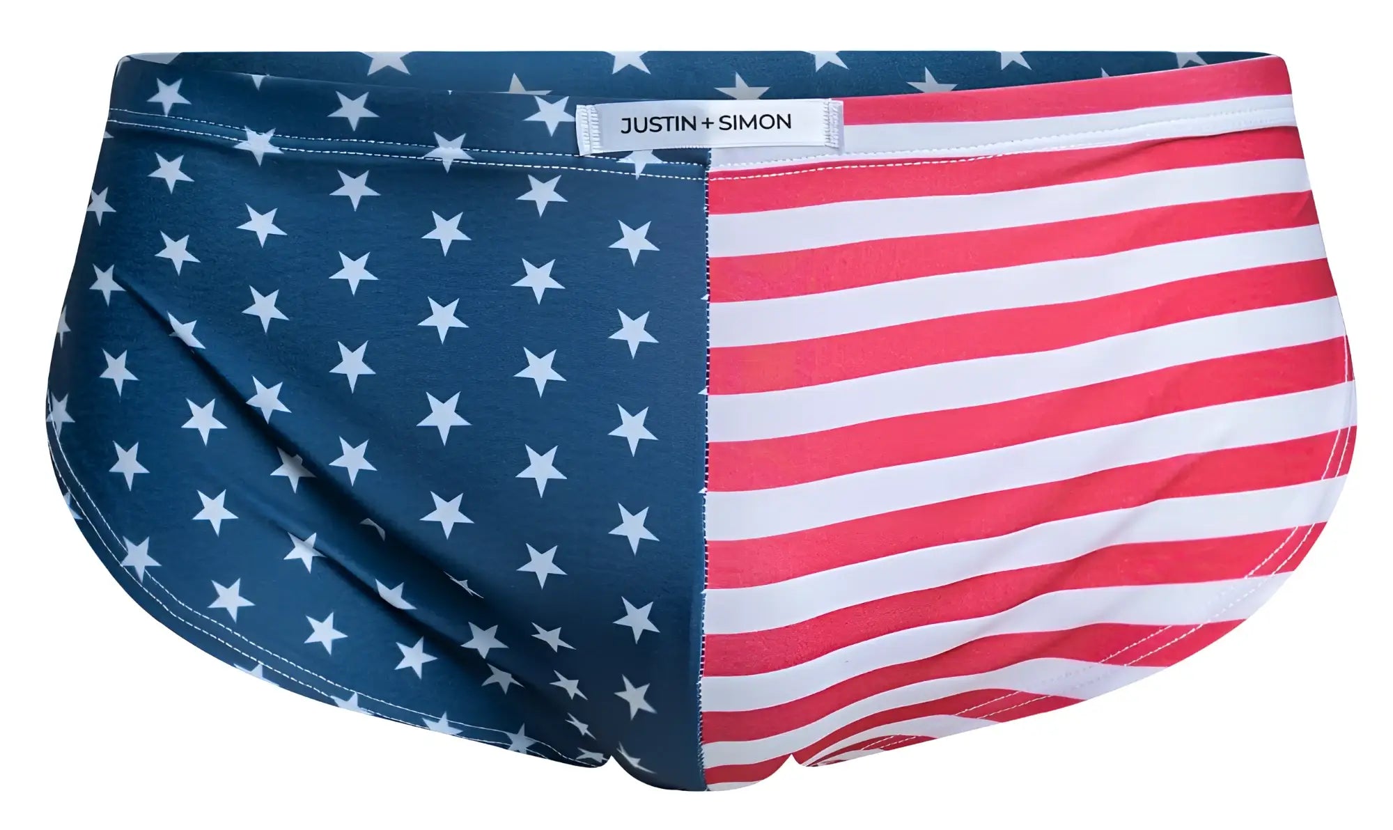 Justin simon men’s swim trunks xsj09 with bold usa flag design featuring red white stripes and blue stars