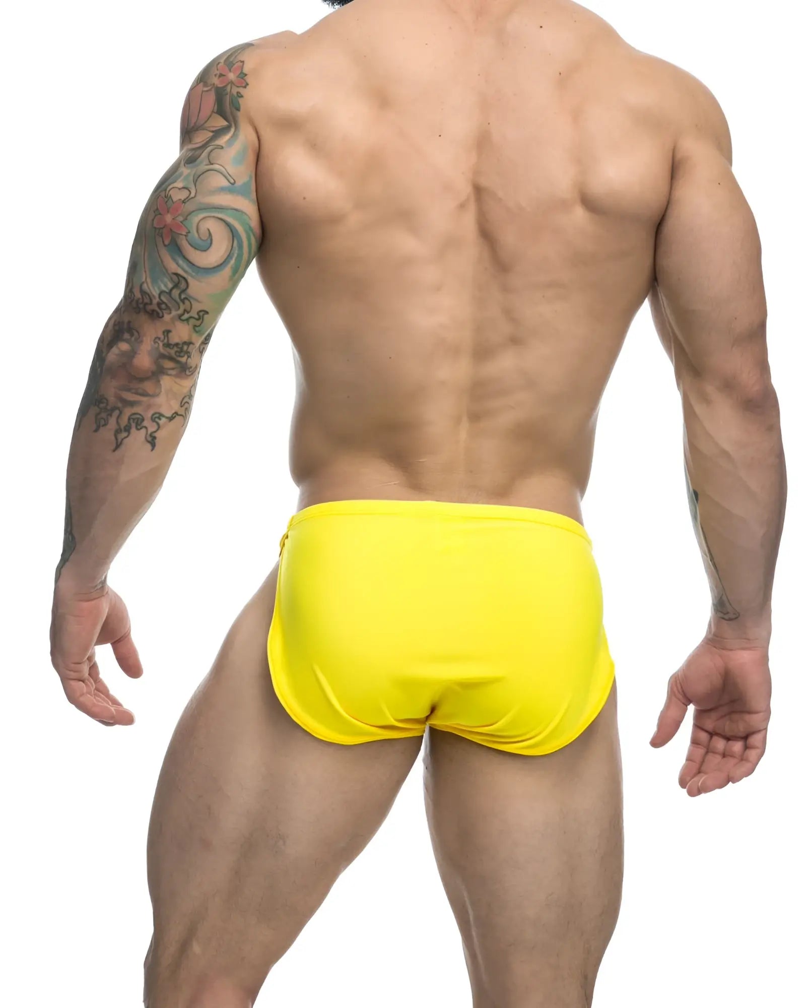Yellow bright swim trunks by justin simon xsj09 designed for running and active use