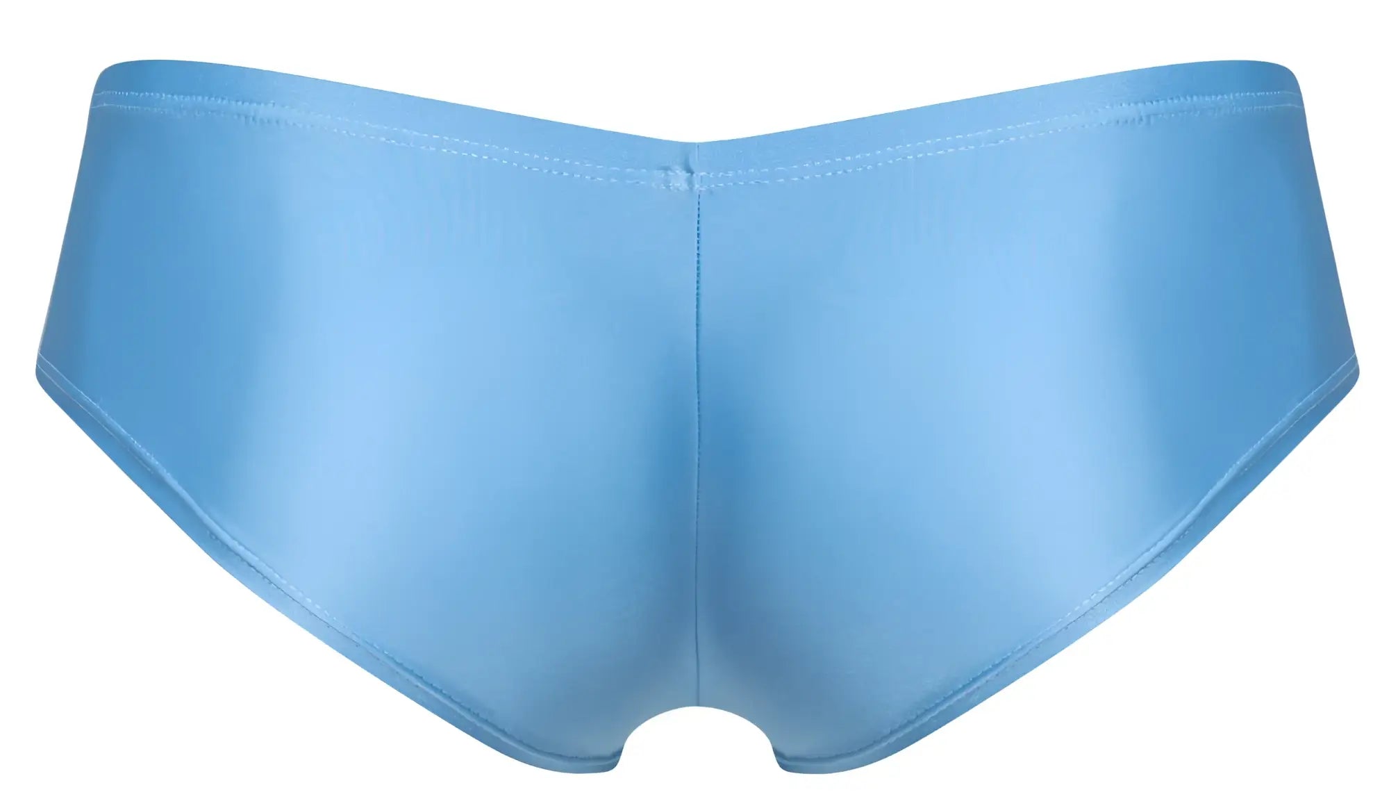 Justin plus Simon xsj13 cheeky bulge boxer in baby blue light blue satin briefs with smooth glossy finish and clean stitching