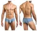 Light blue justin simon xsj13 cheeky bulge boxer briefs with smooth form fitting design and small white front label