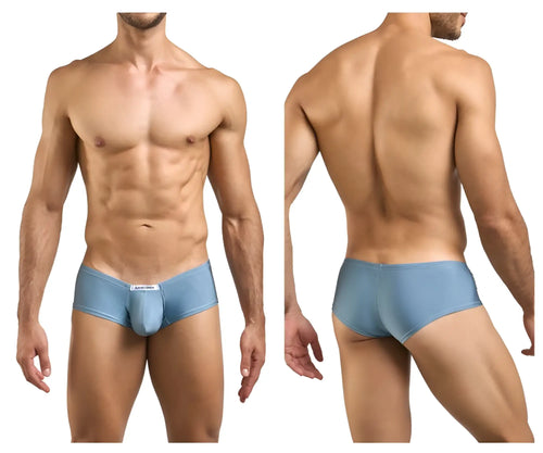Light blue justin simon xsj13 cheeky bulge boxer briefs with smooth form fitting design and small white front label