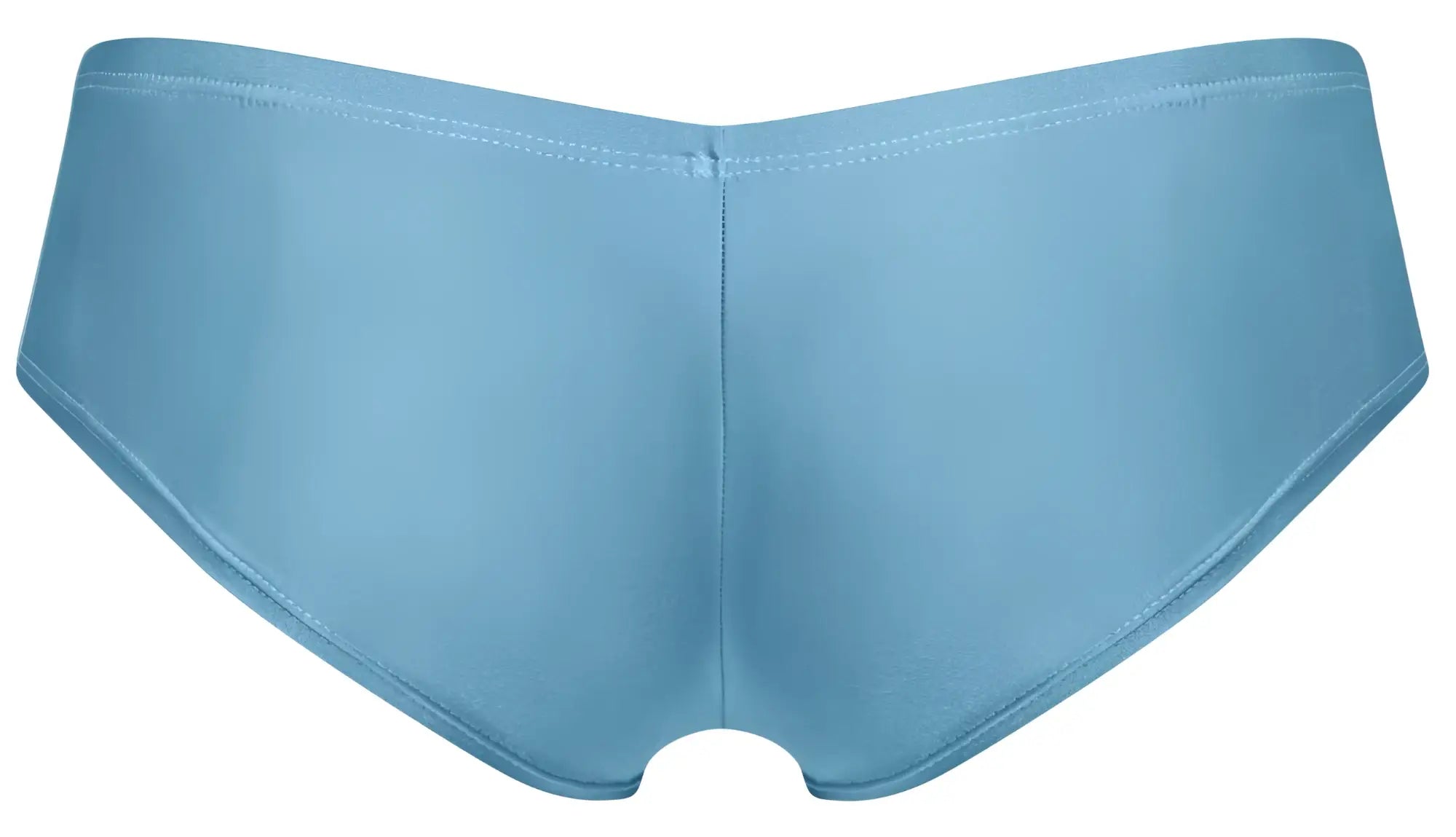Justin simon xsj13 cheeky bulge boxer in metal green with light blue smooth textured seamless women’s briefs shown from the back